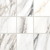 Bedrosians Prati 4" x 4" Mosaic 12" x 12" Honed Calacatta Borghini Warm