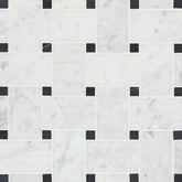 Bedrosians Marble 11.22" x 11.22" Jumbo Basket Weave Mosaics Honed White Carrara / Absolute Black Dot