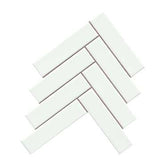 Emser Cognito 11"x11" Herringbone Mosaic 2"x8" Polished Ice