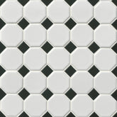 Tile Shop Octagon 2 1/4" Matte White/Black