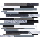 Chesapeake Steel Glass Random Strip Mosaic Arctic Night