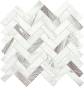 Daltile Eclessia Marble 1" x 3" Herringbone Mosaic 13" x 14" Volakas
