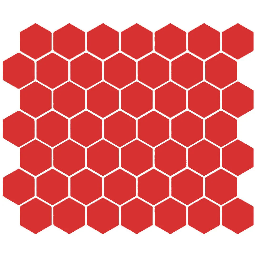 American Olean Color Story 11.62" X 10.25" Dot mounted 1.5" Hex Mosaic Scarlet