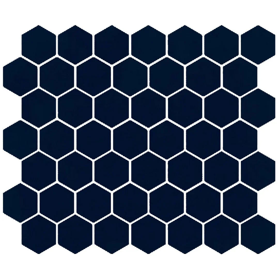 American Olean Color Story 11.62" X 10.25" Dot mounted 1.5" Hex Mosaic Navy