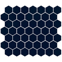 American Olean Color Story 11.62" X 10.25" Dot mounted 1.5" Hex Mosaic Navy