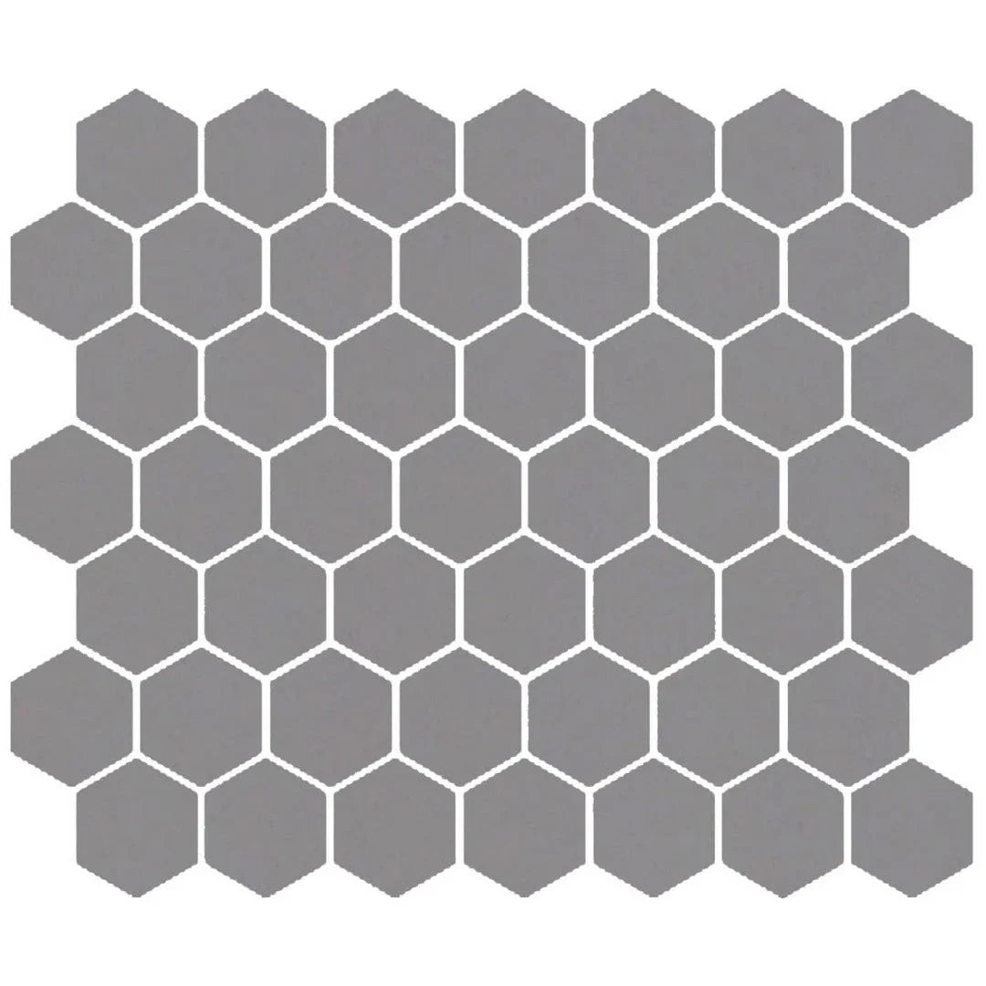 American Olean Color Story 11.62" X 10.25" Dot mounted 1.5" Hex Mosaic Storm Grey