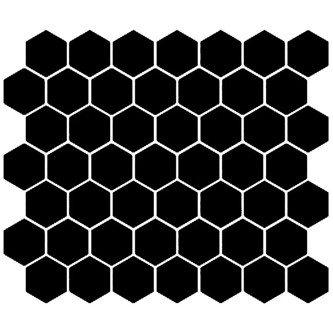 American Olean Color Story 11.62" X 10.25" Dot mounted 1.5" Hex Mosaic Gloss Black