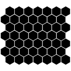 American Olean Color Story 11.62" X 10.25" Dot mounted 1.5" Hex Mosaic Gloss Black