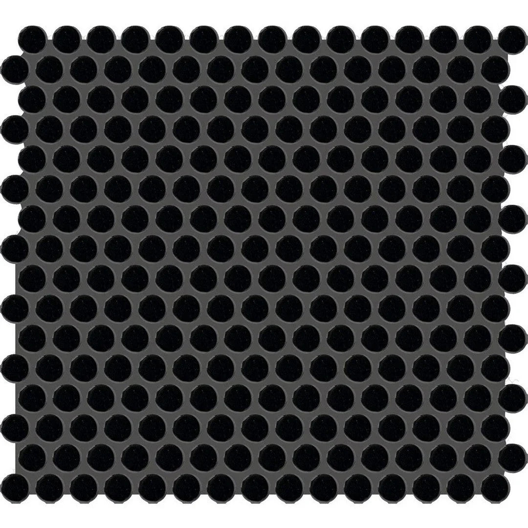 American Olean Color Story 13.5" X 11.44" Penny Round Mosaic Gloss Black