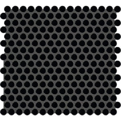 American Olean Color Story 13.5" X 11.44" Penny Round Mosaic Gloss Black