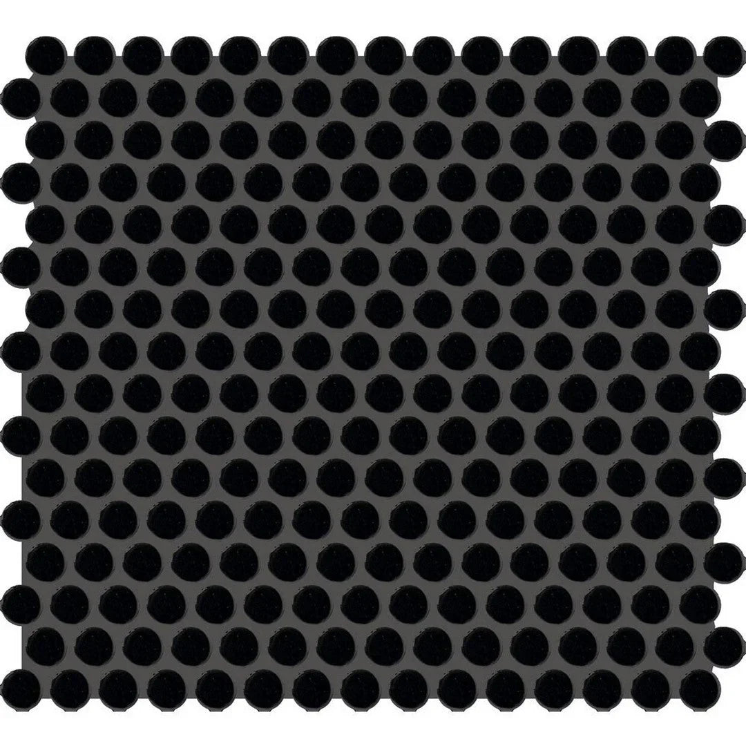American Olean Color Story 13.5" X 11.44" Penny Round Mosaic Matte Black