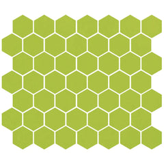 American Olean Color Story 11.62" X 10.25" Dot mounted 1.5" Hex Mosaic Green Apple