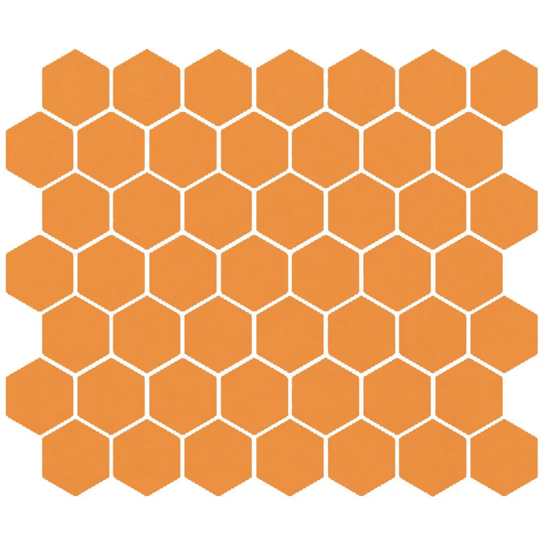 American Olean Color Story 11.62" X 10.25" Dot mounted 1.5" Hex Mosaic Madarin