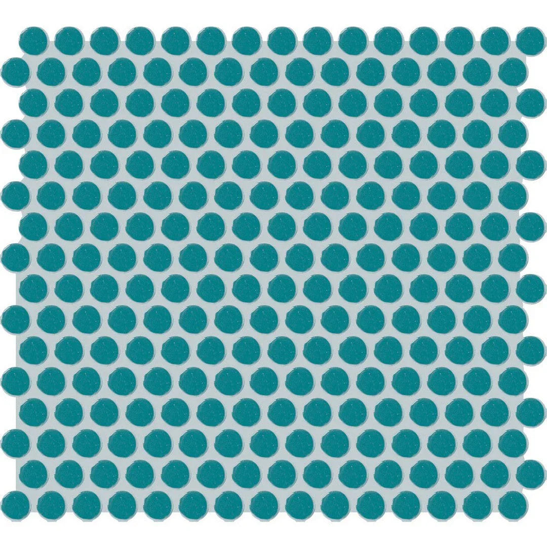 American Olean Color Story 13.5" X 11.44" Penny Round Mosaic Peacock Blue