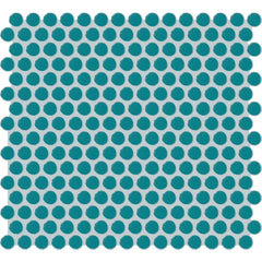 American Olean Color Story 13.5" X 11.44" Penny Round Mosaic Peacock Blue
