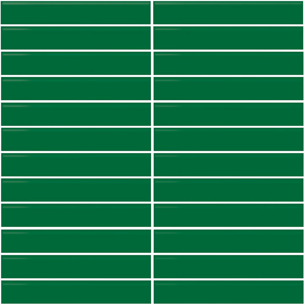 Daltile Color Wheel Mosaic 1'' x 6'' Straight 12'' x 10'' Glossy Emerald