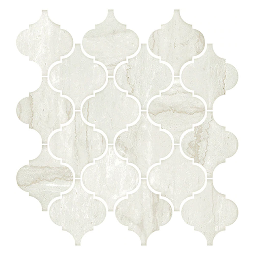 American Olean Mythique Marble 11" X 12" Arabesque Mosaic Botticino