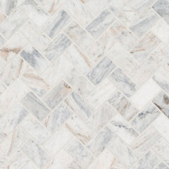 MS International Decorative Mosaic 12" x 12" Herringbone 1" x 2" Capri Blue