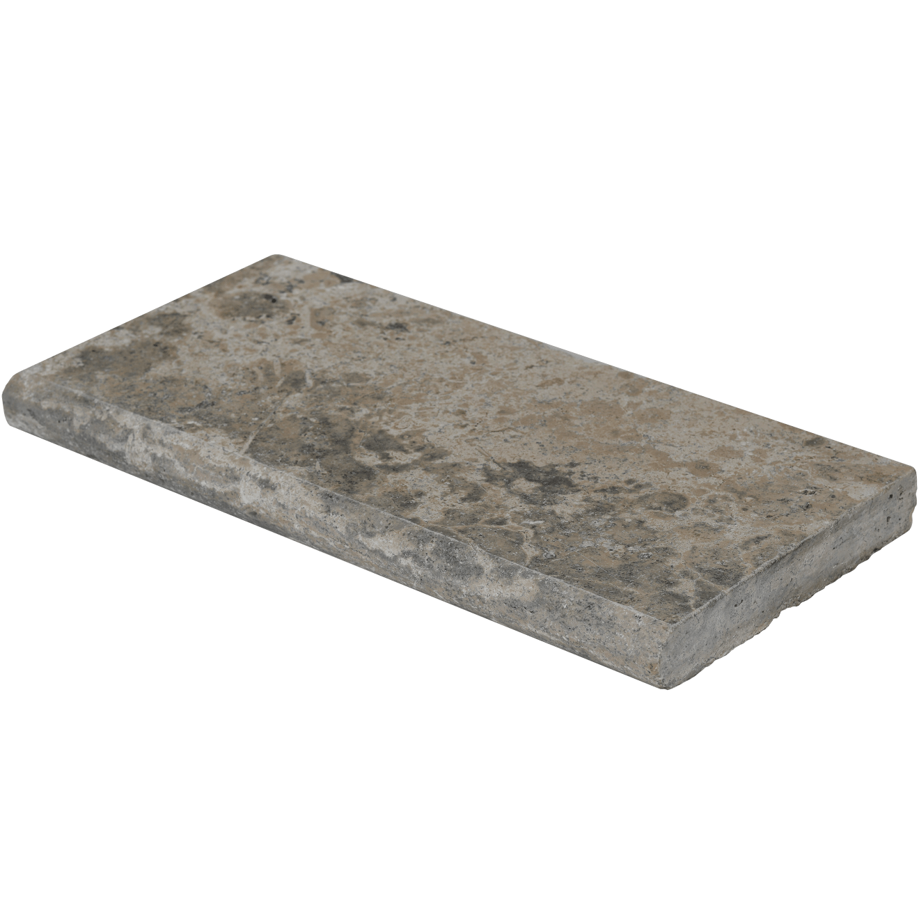 Bedrosians Travertine 12" x 24" Eased Edge Pool Coping 5cm - Tumbled Silver Cream