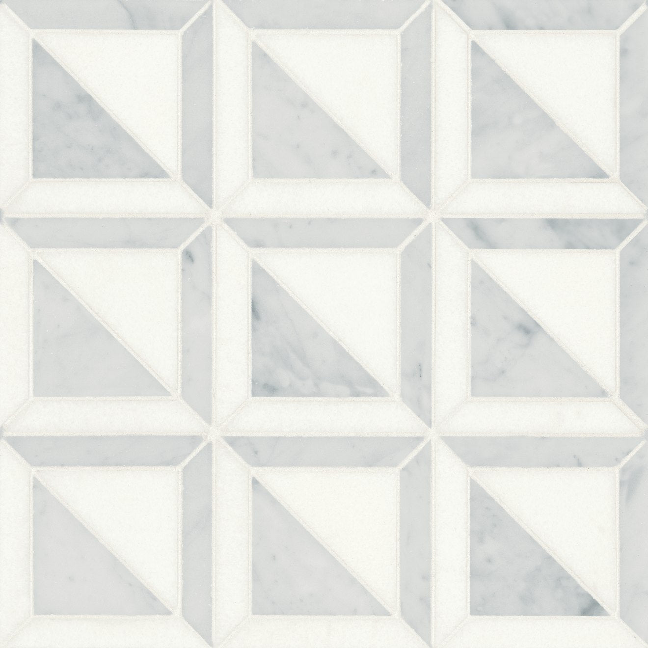 Bedrosians Matisse Mosaic 3 Marble 12.12" x 12.12" White Carrara & Thassos