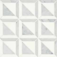 Bedrosians Matisse Mosaic 3 Marble 12.12" x 12.12" White Carrara & Thassos