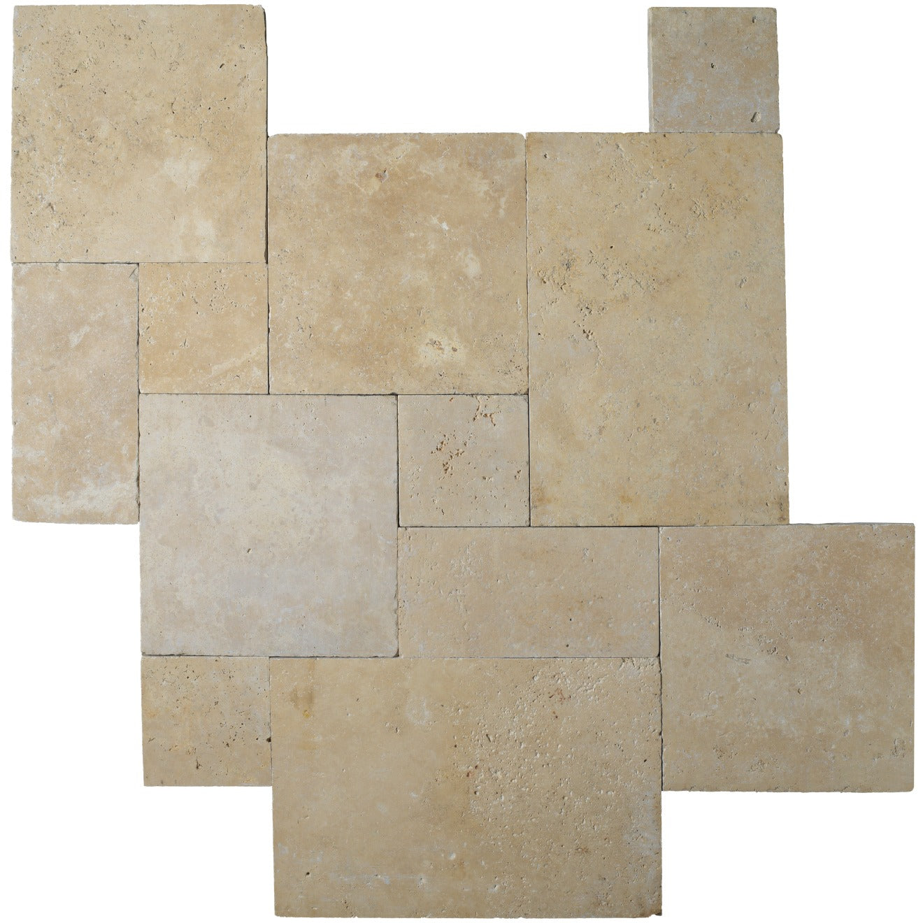Bedrosians Travertine 3cm Paver Set 8" x 8" - 8" x 16" - 16" x 16" - 16" x 24" Mediterranean Ivory