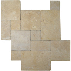 Bedrosians Travertine 3cm Paver Set 8" x 8" - 8" x 16" - 16" x 16" - 16" x 24" Mediterranean Ivory