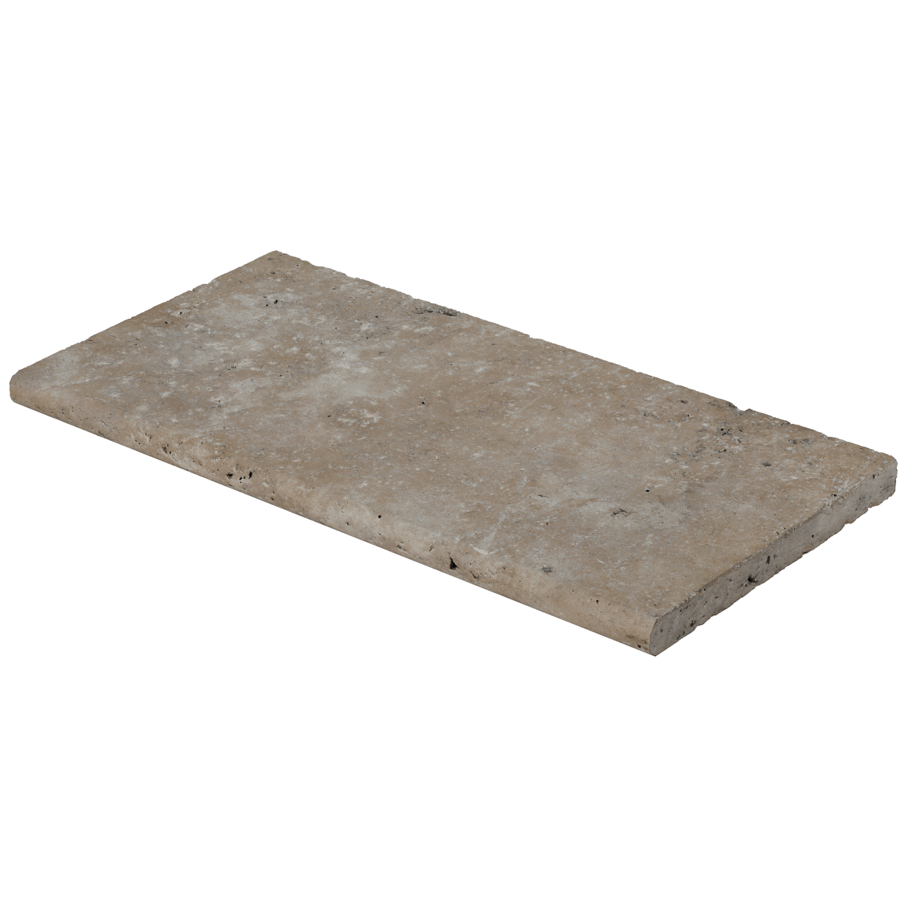 Bedrosians Travertine 12" x 24" Eased Edge Pool Coping 3cm - Tumbled Mediterranean Ivory