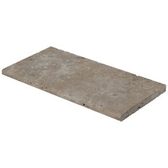 Bedrosians Travertine 12" x 24" Eased Edge Pool Coping 3cm - Tumbled Mediterranean Ivory