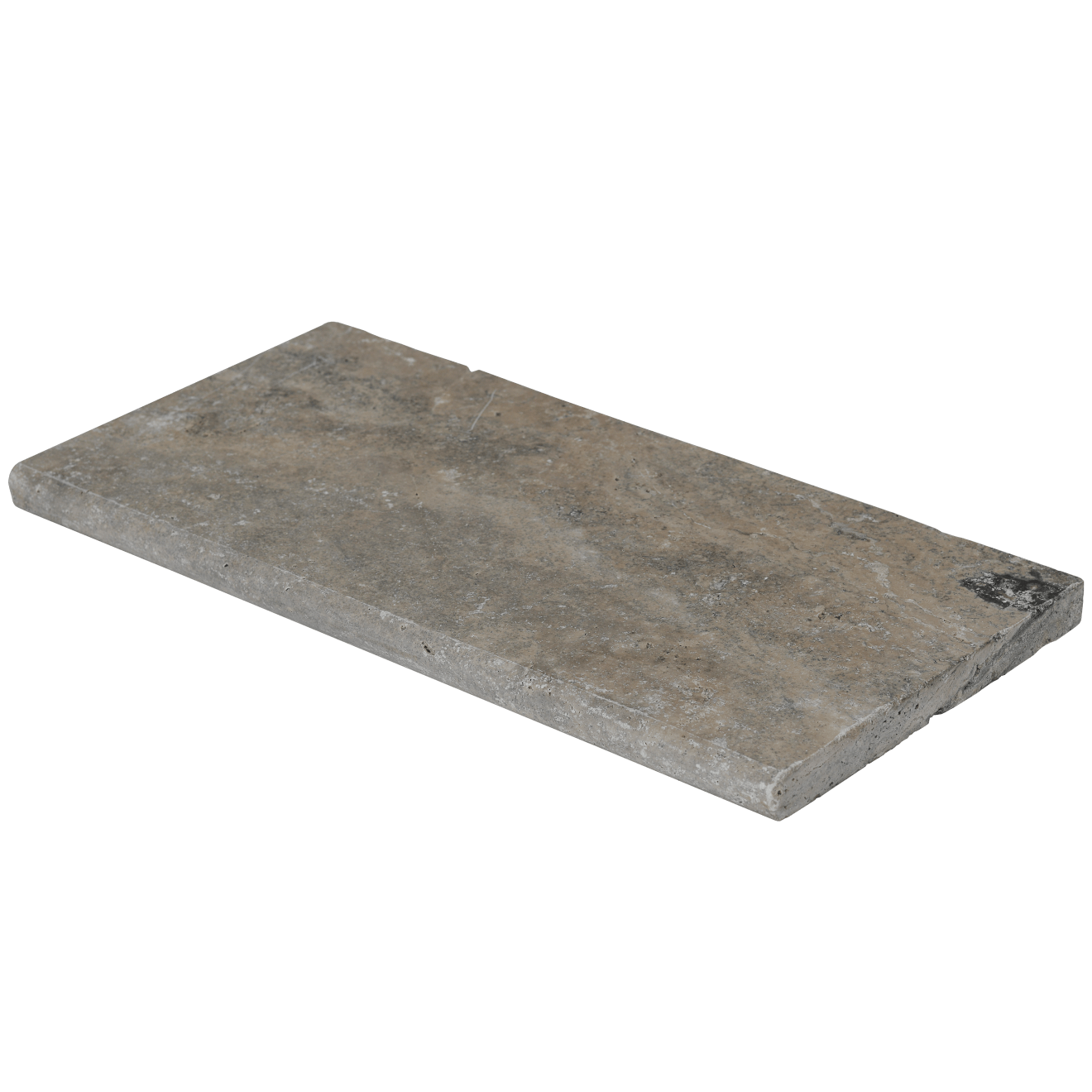 Bedrosians Travertine 12" x 24" Eased Edge Pool Coping 3cm - Tumbled Silver Cream