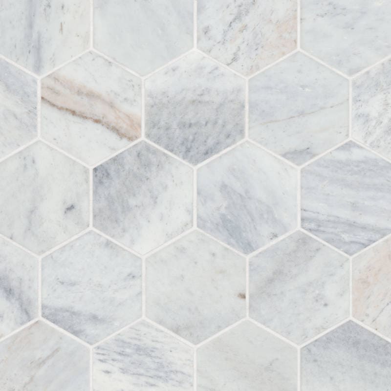 Bedrosians Marble 3" Hexagon Mosaic 10.5" x 12"  Glorious Blue