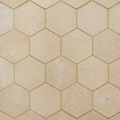 Bedrosians Marble 3" Hexagon Mosaic 10.5" x 12"  Caspian Bisque