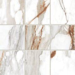 Bedrosians Prati 4" x 4" Mosaic 12" x 12"  Honed Calacatta Macchia Vecchia