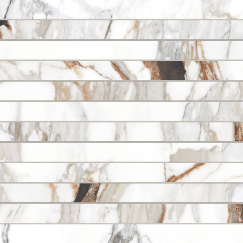 Bedrosians Prati 1" x 12" Mosaic 12" x 12" Honed Calacatta Macchia Vecchia