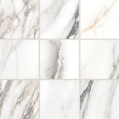 Bedrosians Prati 4" x 4" Mosaic 12" x 12"  Honed Calacatta Borghini Warm