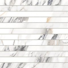 Bedrosians Prati 1" x 12" Mosaic 12" x 12" Honed Calacatta Borghini Warm