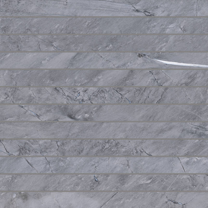 Bedrosians Prati 1" x 12" Mosaic 12" x 12" Honed Breccia Grey