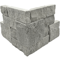 Bedrosians Stone Ledgers 8" x 18" Tumbled Ledger Corner - Wired Mesh Grey Marble