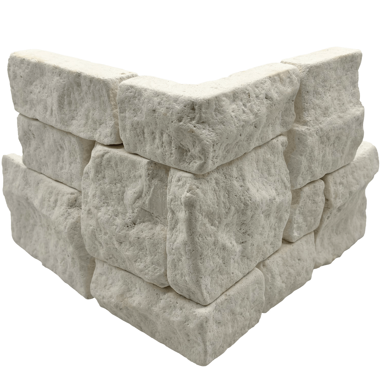 Bedrosians Stone Ledgers 8" x 18" Tumbled Ledger Corner - Wired Mesh Light Beige Limestone
