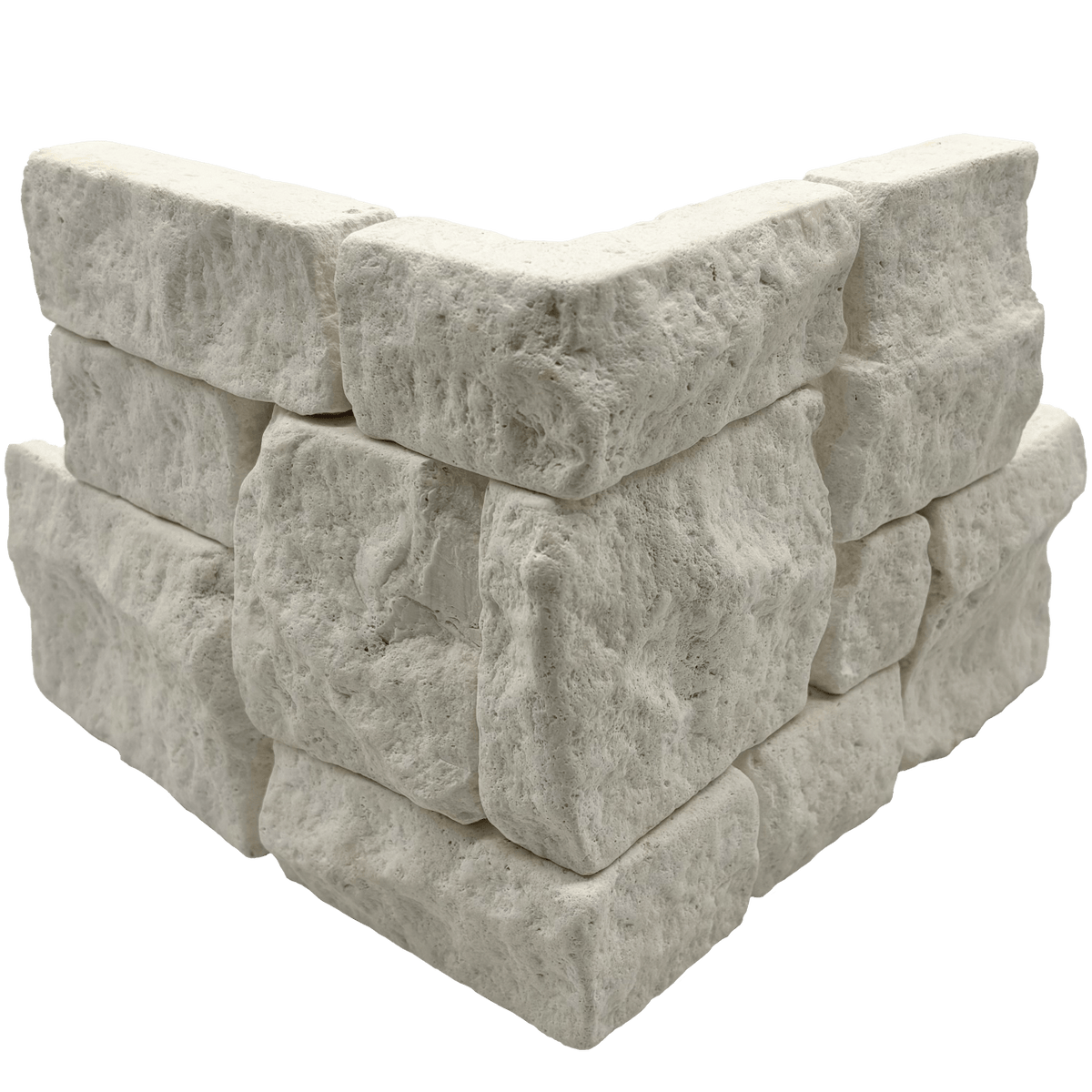 Bedrosians Stone Ledgers 8" x 18" Tumbled Ledger Corner - Wired Mesh Light Beige Limestone