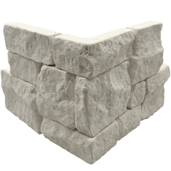 Bedrosians Stone Ledgers 8" x 18" Tumbled Ledger Corner - Wired Mesh Light Beige Limestone
