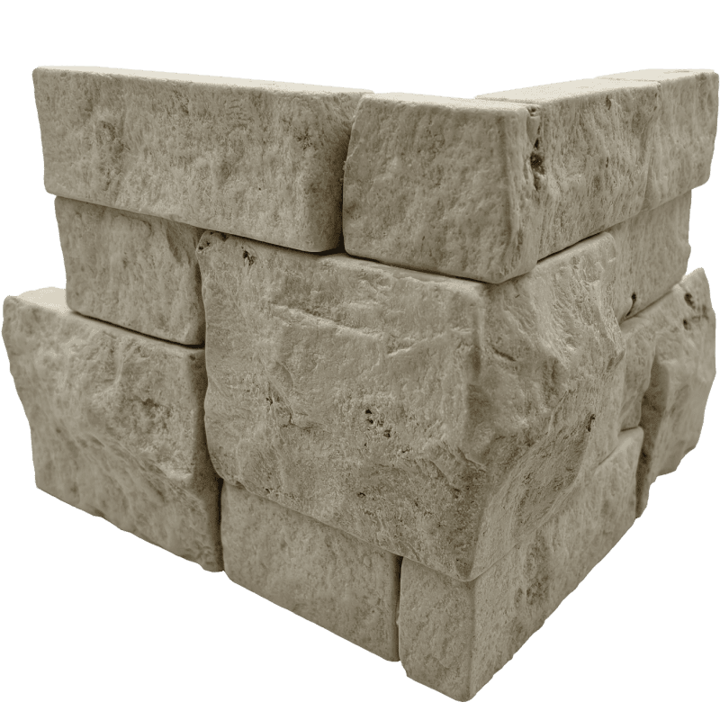 Bedrosians Limestone 8" x 18" Tumbled Ledger Corner Mixed Beige & Grey