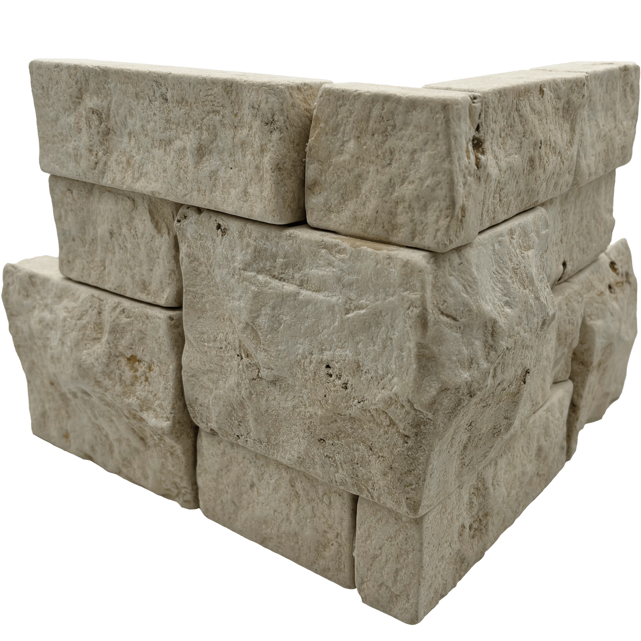 Bedrosians Stone Ledgers 8" x 18" Tumbled Ledger Corner - Wired Mesh Mixed Beige & Grey Limestone