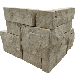 Bedrosians Stone Ledgers 8" x 18" Tumbled Ledger Corner - Wired Mesh Mixed Beige & Grey Limestone