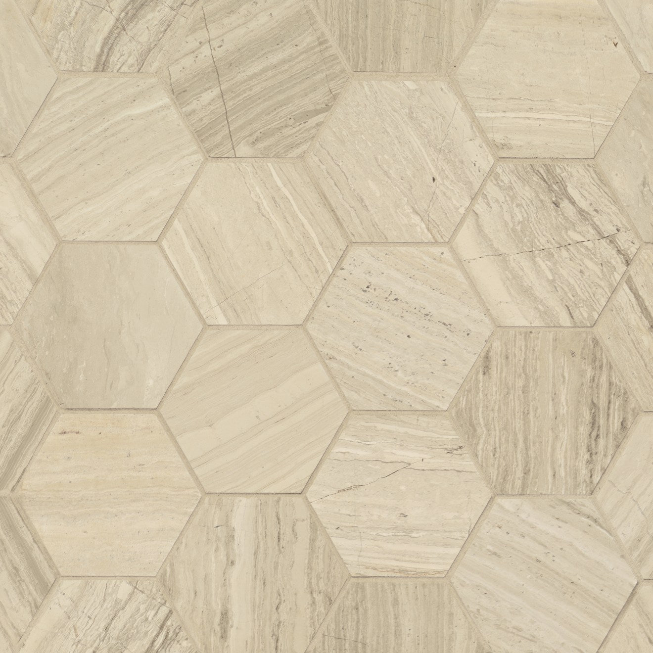 Bedrosians Marble 3" Hexagon Mosaic 10.5" x 12"  Ashen Grey