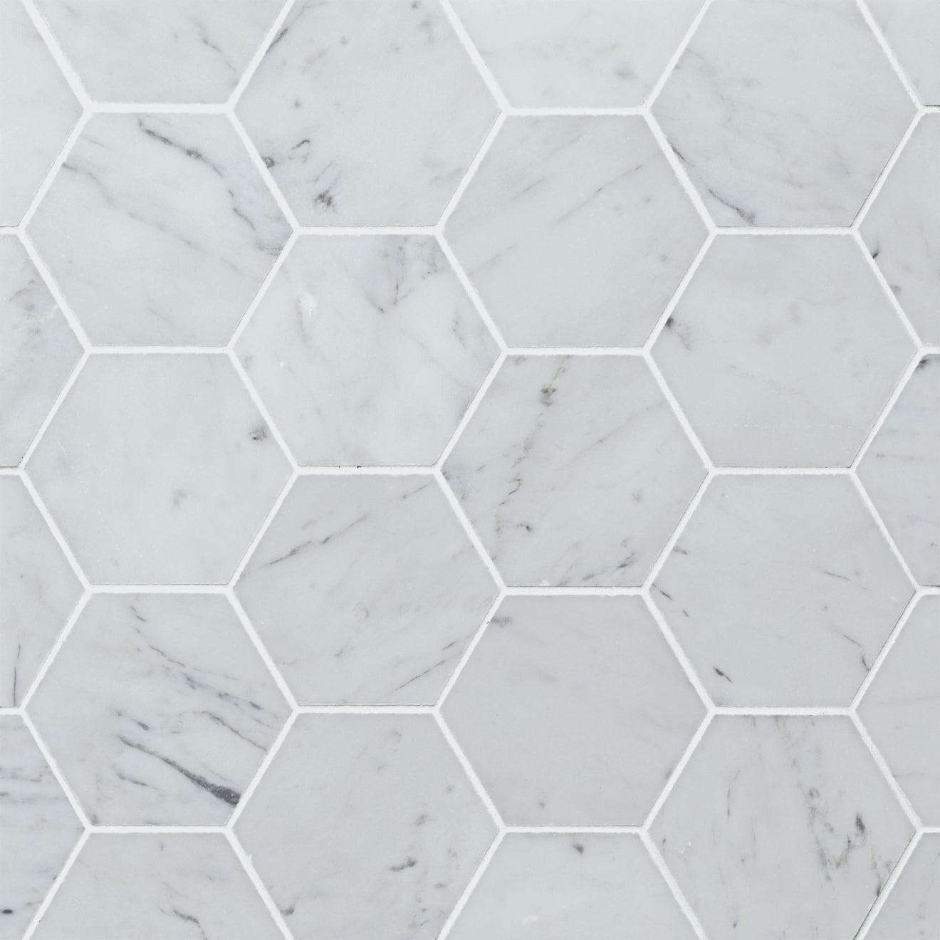 Bedrosians Marble 3" Hexagon Mosaic 10.5" x 12"  White Carrara