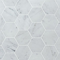 Bedrosians Marble 3" Hexagon Mosaic 10.5" x 12"  White Carrara