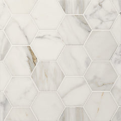 Bedrosians Marble 3" Hexagon Mosaic 10.5" x 12"  Calacatta Oro