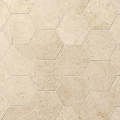 Bedrosians Marble 3" Hexagon Mosaic 10.5" x 12"  Crema Marfil Select