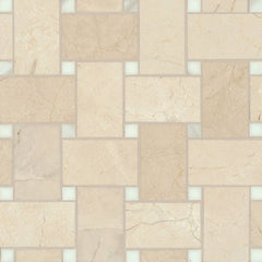 Bedrosians Marble 11.22" x 11.22" Jumbo Basket Weave Mosaics Honed Crema Marfil / Calacatta Dot